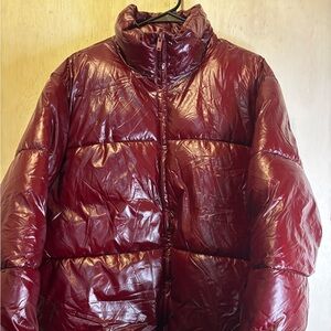 a new day Glossy Maroon Puffer Jacket